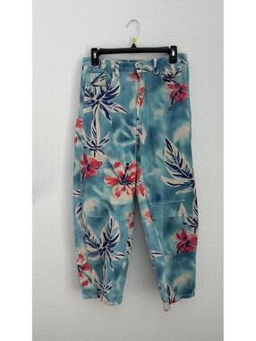loveimgs Women Boyfriend Baggy Barrel Jeans -Tropical